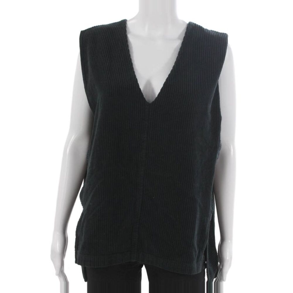Black Crane Womens Corduroy V Neck Sleeveless Tunic Black Size L